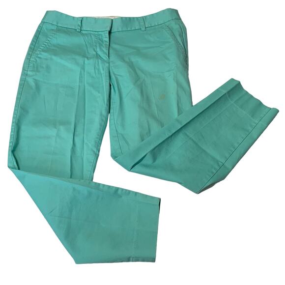 J.CREW Stretch Teal Crop Pants Size 4 - Picture 1 of 10